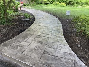 Stamped concrete walkway