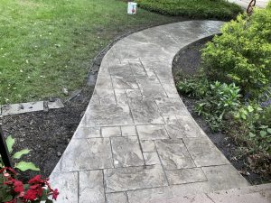 Stamped concrete walkway