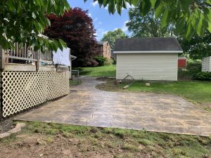 Stamped concrete pation using a stamp pattern