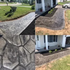 Rochester home with views of finished stamped concrete walkways